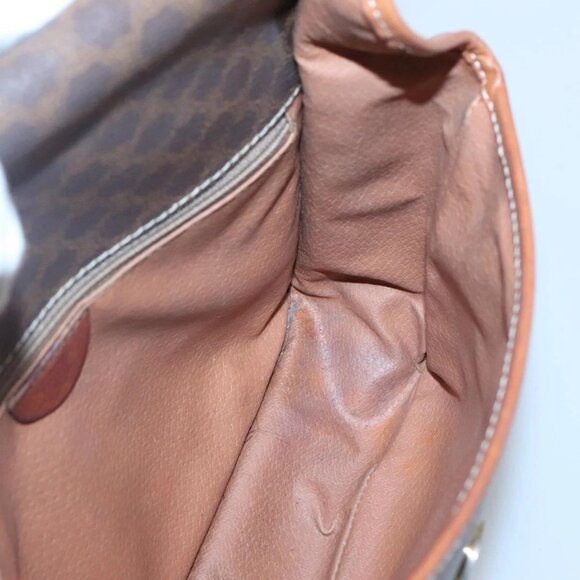 CELINE Macadam Canvas Shoulder Bag PVC Leather Brown - Picture 12 of 16